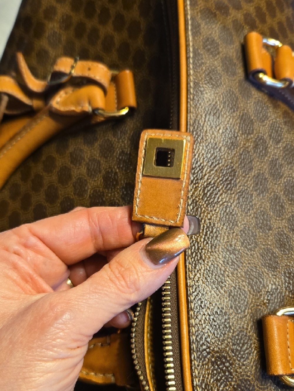 Celine Vintage Brown & Tan Coated Canvas Duffel Bag - Picture 8 of 13